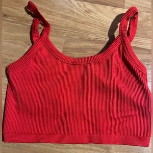 SHEIN Red Ribbed Cropped Cami Tank